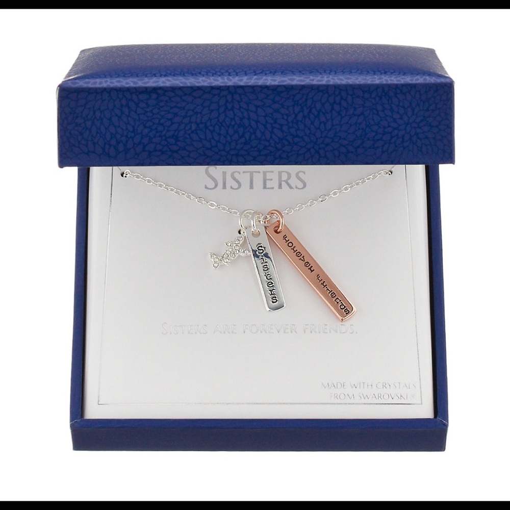 Brilliance “sisters” charm necklace with Swarovski crystals
